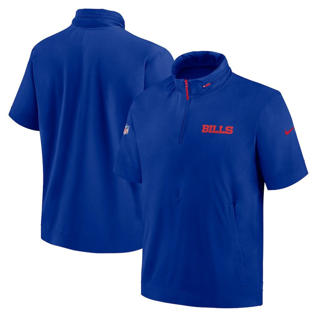 Buffalo Bills 2024 Sideline Coach Short Sleeve Half-Zip Hoodie Jacket Royal | Nike for Sale