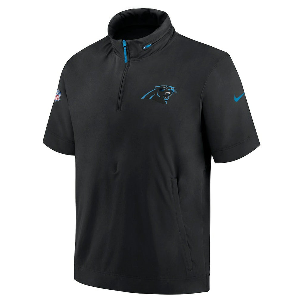 Carolina Panthers 2024 Sideline Coach Short Sleeve Half-Zip Hoodie Jacket Black | Nike for Sale