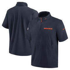 Chicago Bears 2024 Sideline Coach Short Sleeve Half-Zip Hoodie Jacket Navy | Nike for Sale