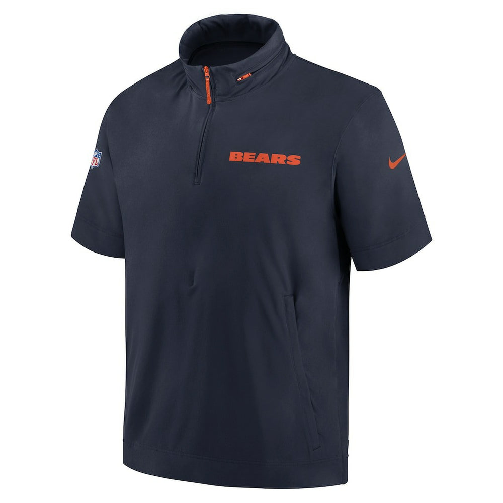 Chicago Bears 2024 Sideline Coach Short Sleeve Half-Zip Hoodie Jacket Navy | Nike for Sale