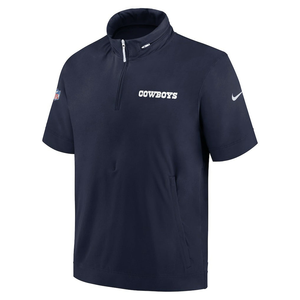 Dallas Cowboys 2024 Sideline Coach Short Sleeve Half-Zip Hoodie Jacket Navy | Nike for Sale