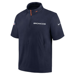 Denver Broncos 2024 Sideline Coach Short Sleeve Half-Zip Hoodie Jacket Navy | Nike for Sale