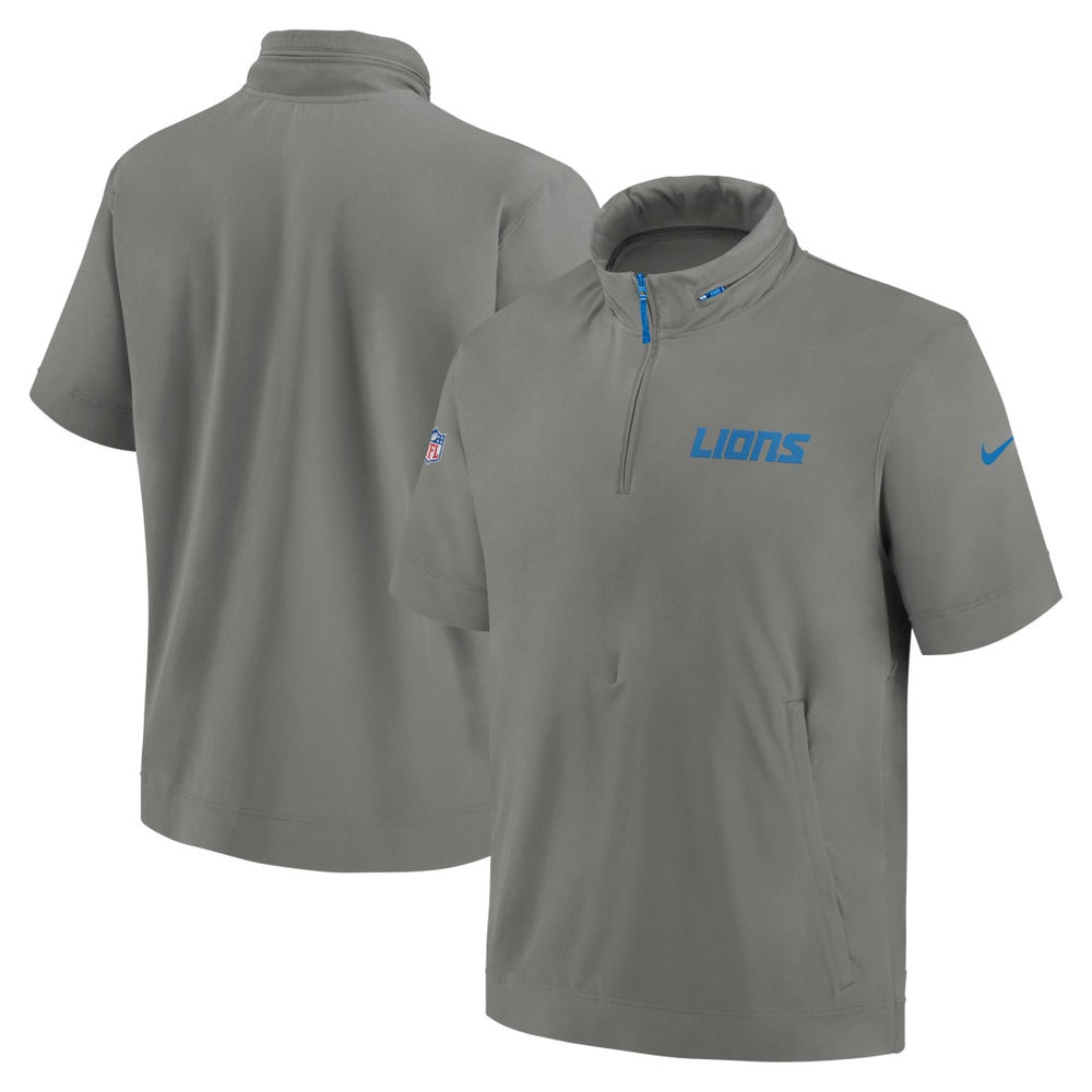 Detroit Lions 2024 Sideline Coach Short Sleeve Half-Zip Hoodie Jacket Gray | Nike for Sale