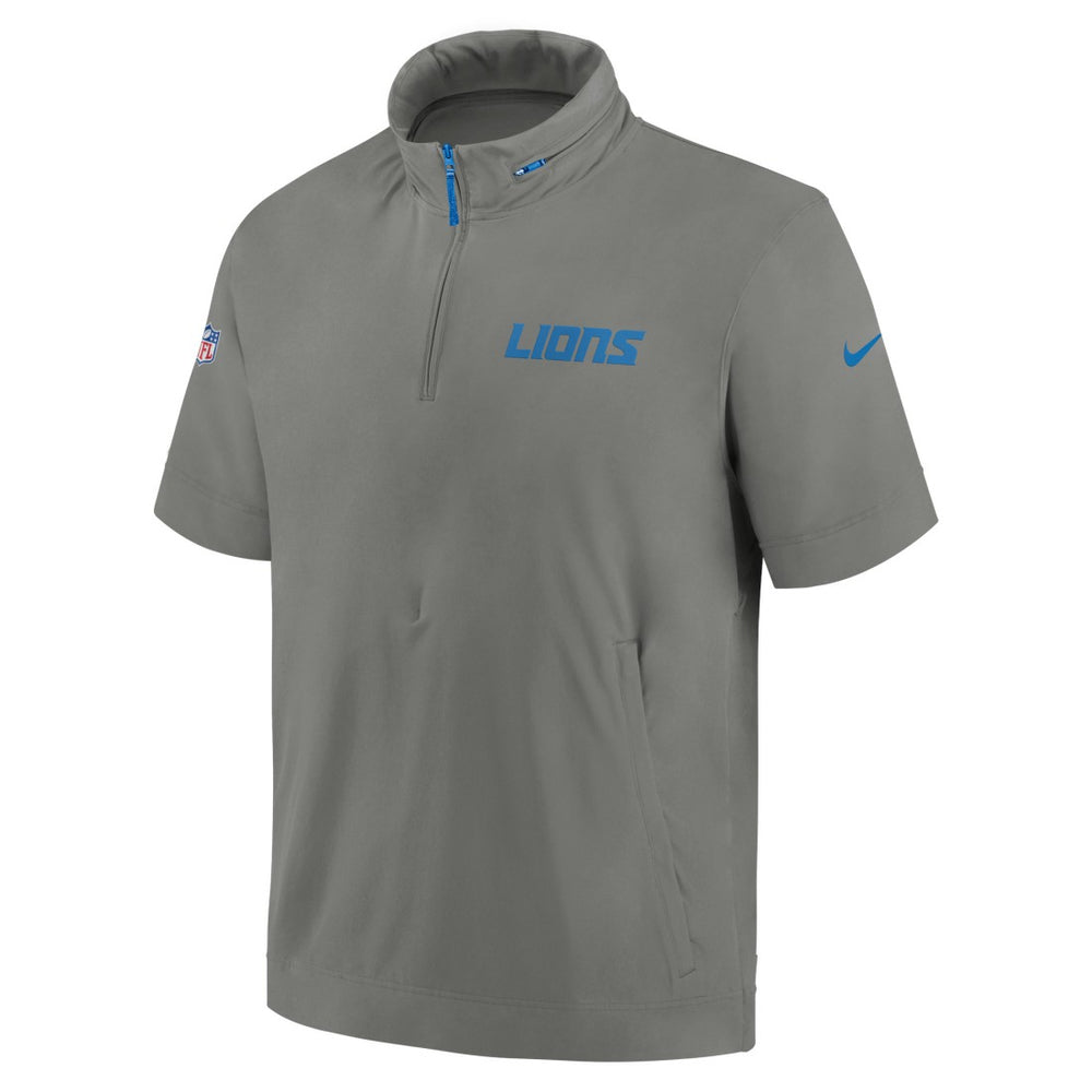 Detroit Lions 2024 Sideline Coach Short Sleeve Half-Zip Hoodie Jacket Gray | Nike for Sale