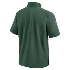 Green Bay Packers 2024 Sideline Coach Short Sleeve Half-Zip Hoodie Jacket Green | Nike for Sale
