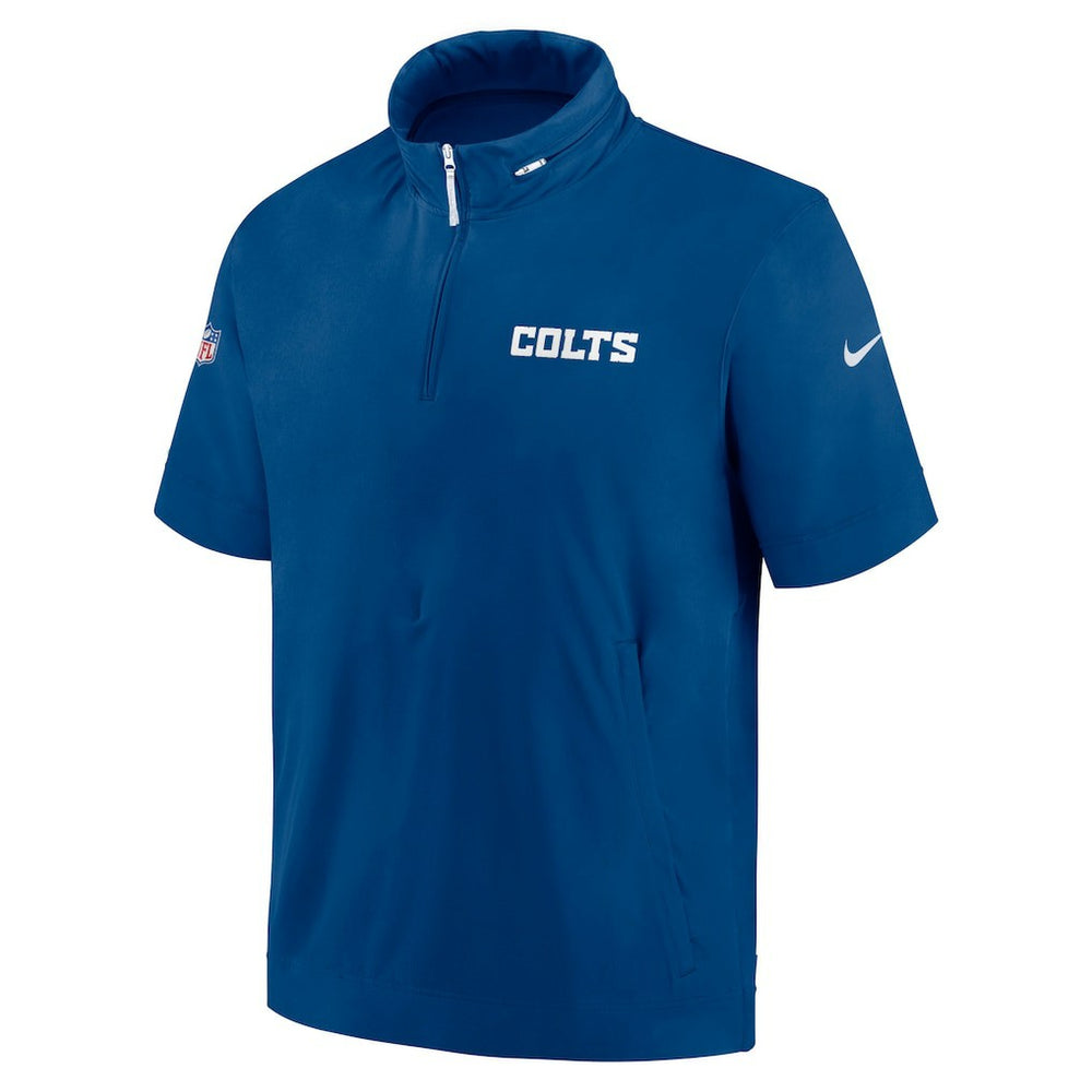 Indianapolis Colts 2024 Sideline Coach Short Sleeve Half-Zip Hoodie Jacket Royal | Nike for Sale