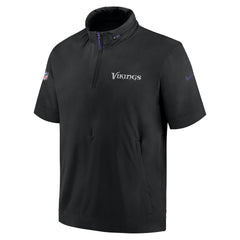 Minnesota Vikings 2024 Sideline Coach Short Sleeve Half-Zip Hoodie Jacket Black | Nike for Sale
