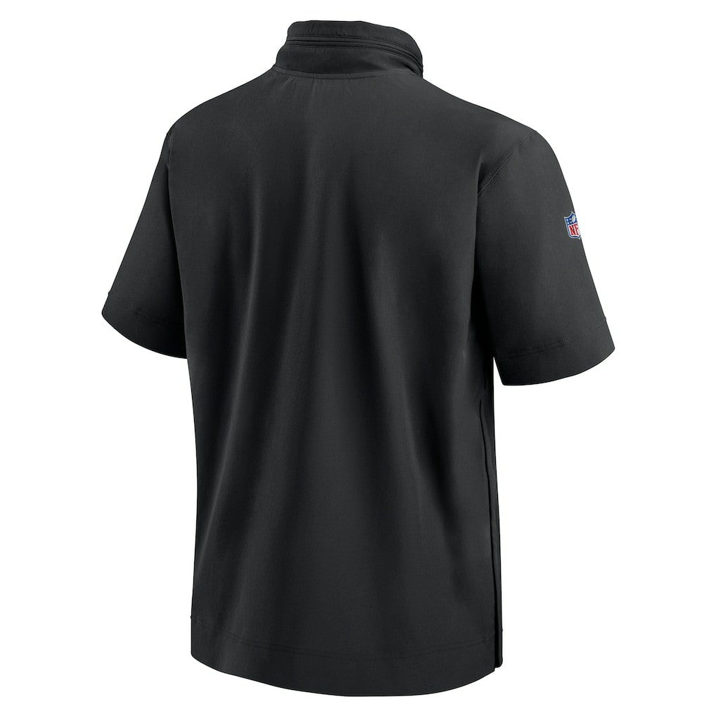 Minnesota Vikings 2024 Sideline Coach Short Sleeve Half-Zip Hoodie Jacket Black | Nike for Sale