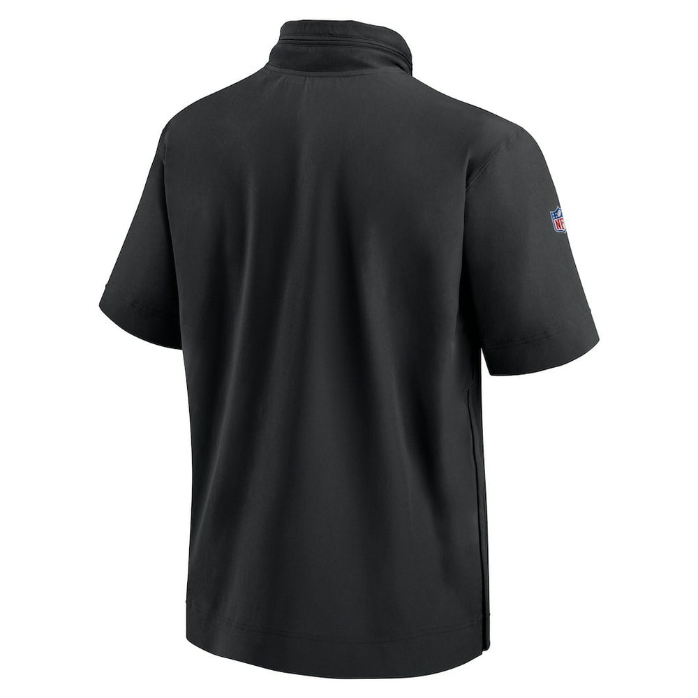 Minnesota Vikings 2024 Sideline Coach Short Sleeve Half-Zip Hoodie Jacket Black | Nike for Sale