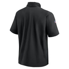Minnesota Vikings 2024 Sideline Coach Short Sleeve Half-Zip Hoodie Jacket Black | Nike for Sale