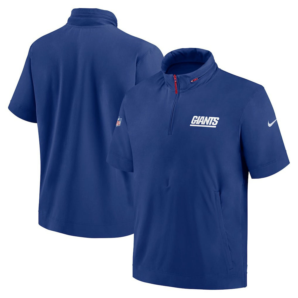 New York Giants 2024 Sideline Coach Short Sleeve Half-Zip Hoodie Jacket Royal | Nike for Sale