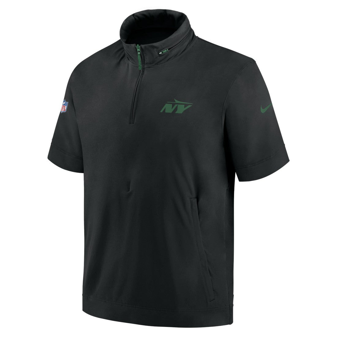 New York Jets 2024 Sideline Coach Short Sleeve Half-Zip Hoodie Jacket Black | Nike for Sale