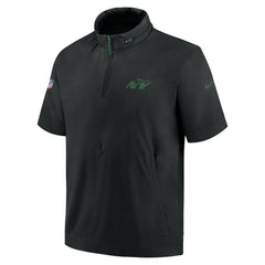 New York Jets 2024 Sideline Coach Short Sleeve Half-Zip Hoodie Jacket Black | Nike for Sale