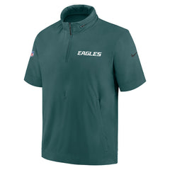 Philadelphia Eagles 2024 Sideline Coach Short Sleeve Half-Zip Hoodie Jacket Midnight Green | Nike for Sale