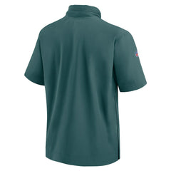 Philadelphia Eagles 2024 Sideline Coach Short Sleeve Half-Zip Hoodie Jacket Midnight Green | Nike for Sale