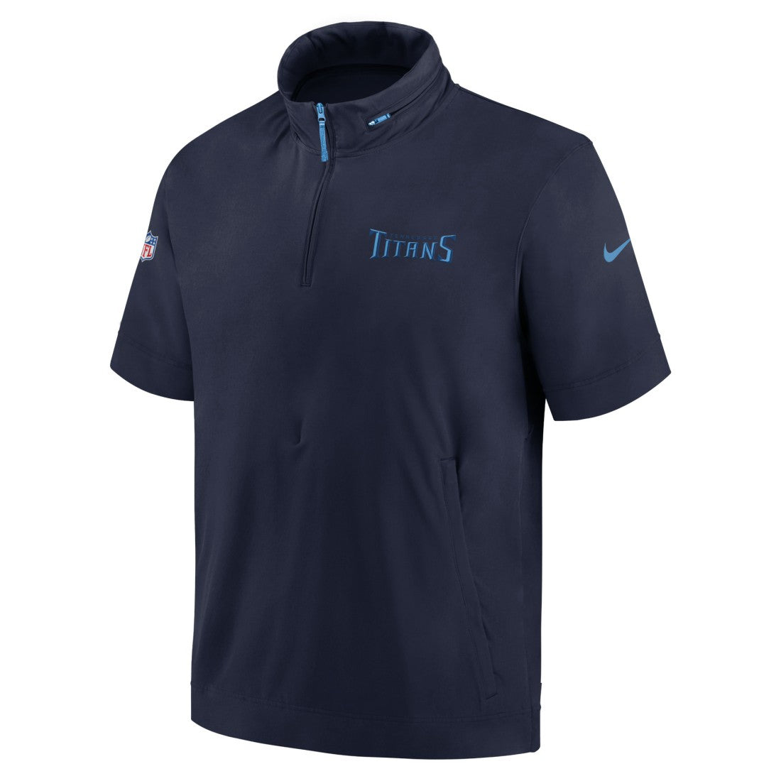 Tennessee Titans 2024 Sideline Coach Short Sleeve Half-Zip Hoodie Jacket Navy | Nike for Sale