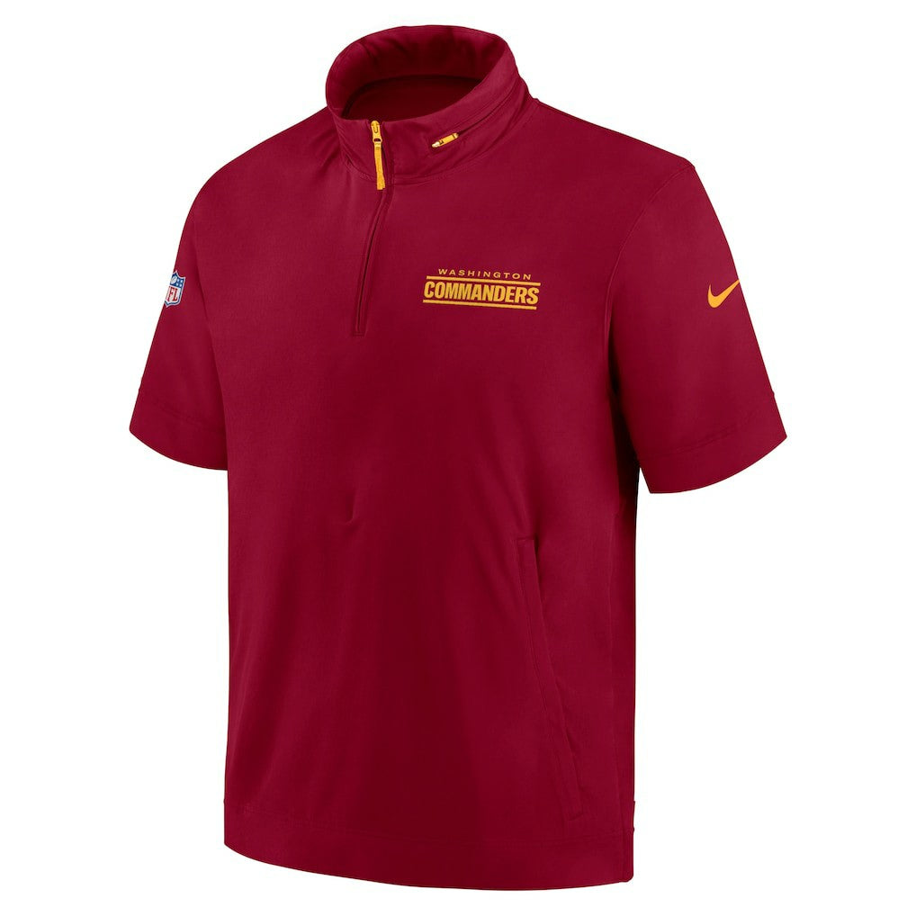 Washington Commanders 2024 Sideline Coach Short Sleeve Half-Zip Hoodie Jacket Burgundy | Nike for Sale