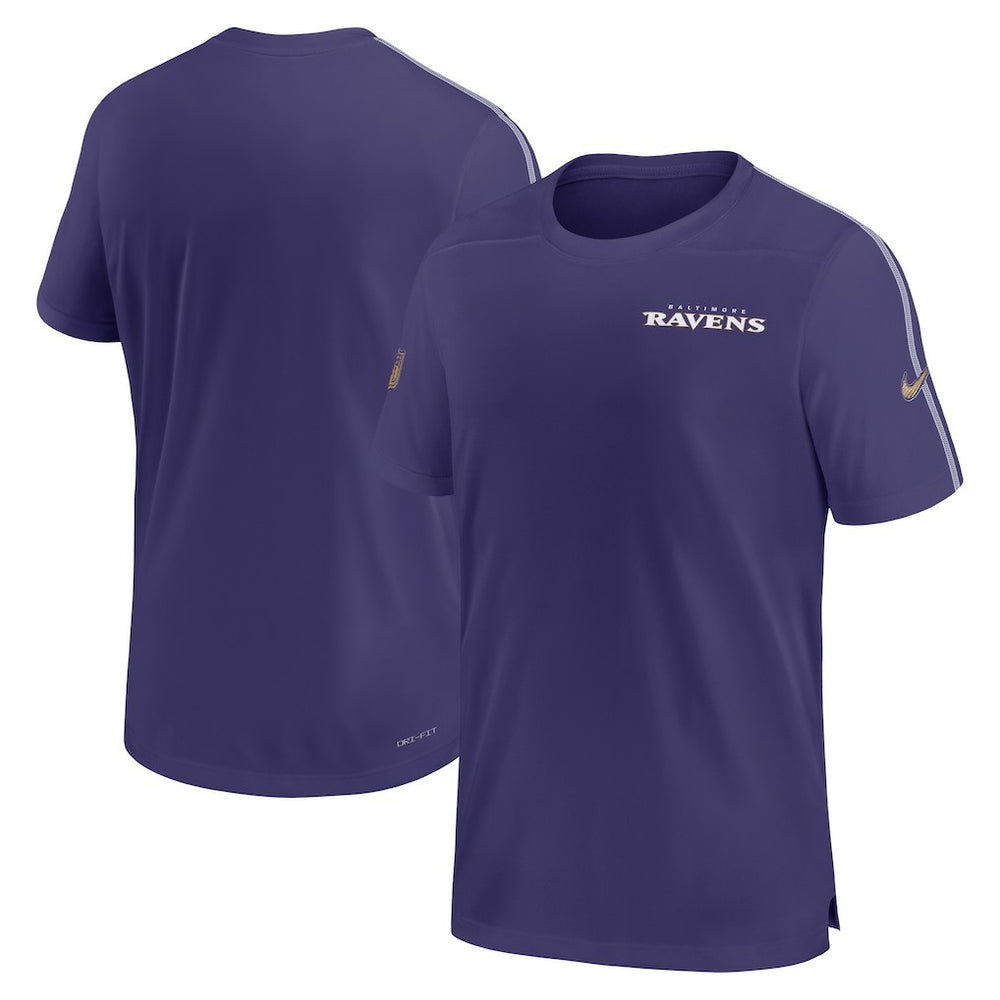 Baltimore Ravens 2024 Sideline Coach UV Performance T-Shirt Purple | Nike for Sale