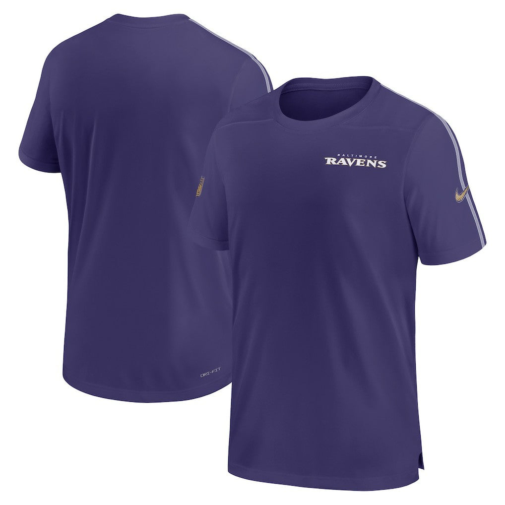 Baltimore Ravens 2024 Sideline Coach UV Performance T-Shirt Purple | Nike for Sale