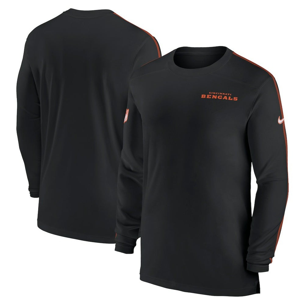 Cincinnati Bengals Sideline Coach UV Performance Long Sleeve T-Shirt Black | Nike for Sale