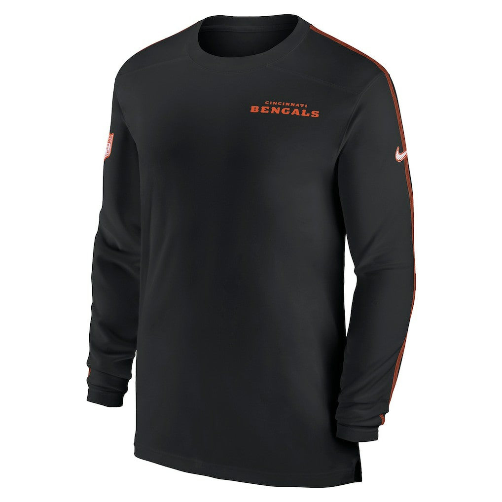 Cincinnati Bengals Sideline Coach UV Performance Long Sleeve T-Shirt Black | Nike for Sale