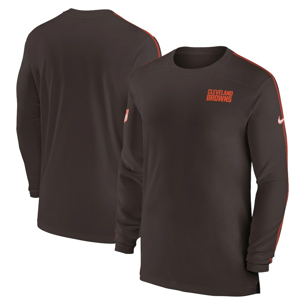 Cleveland Browns Sideline Coach UV Performance Long Sleeve T-Shirt Brown | Nike for Sale