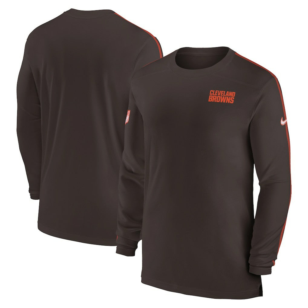 Cleveland Browns Sideline Coach UV Performance Long Sleeve T-Shirt Brown | Nike for Sale