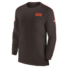 Cleveland Browns Sideline Coach UV Performance Long Sleeve T-Shirt Brown | Nike for Sale
