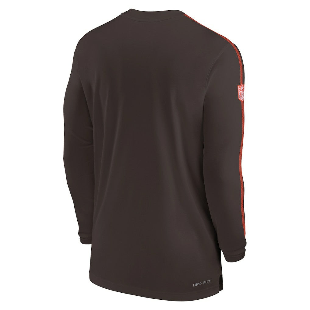 Cleveland Browns Sideline Coach UV Performance Long Sleeve T-Shirt Brown | Nike for Sale