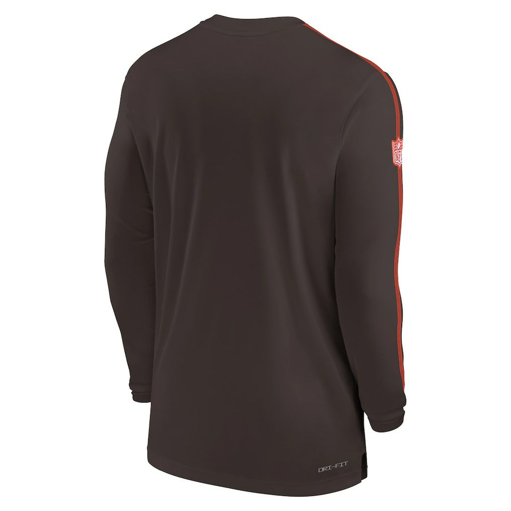 Cleveland Browns Sideline Coach UV Performance Long Sleeve T-Shirt Brown | Nike for Sale