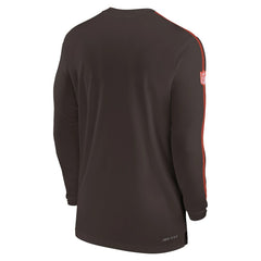 Cleveland Browns Sideline Coach UV Performance Long Sleeve T-Shirt Brown | Nike for Sale