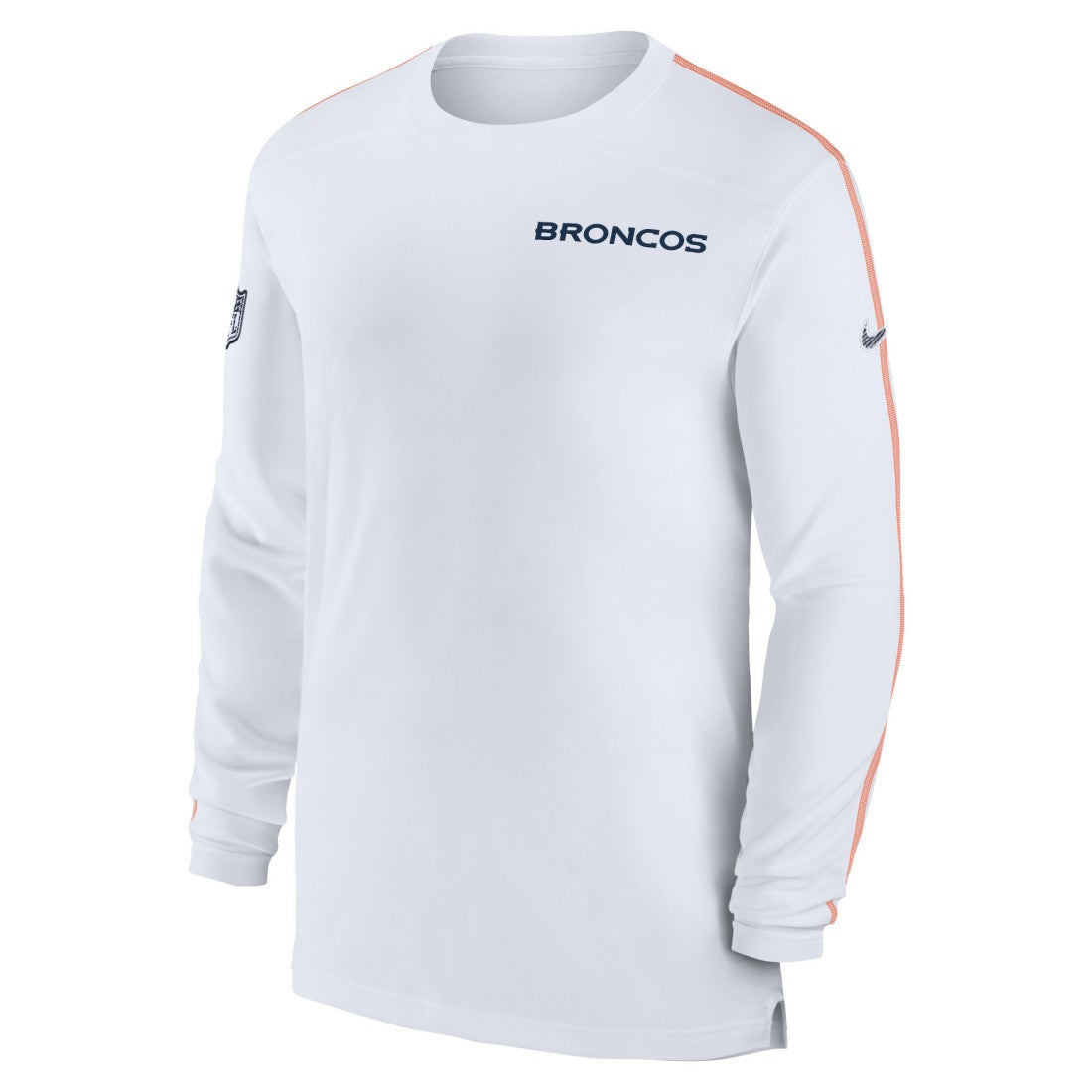 Denver Broncos Sideline Coach UV Performance Long Sleeve T-Shirt White | Nike for Sale