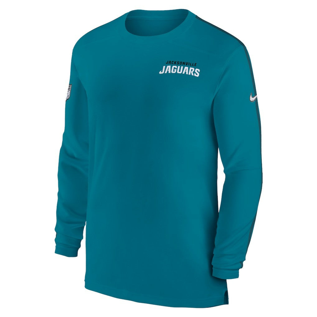 Jacksonville Jaguars Sideline Coach UV Performance Long Sleeve T-Shirt Teal | Nike for Sale