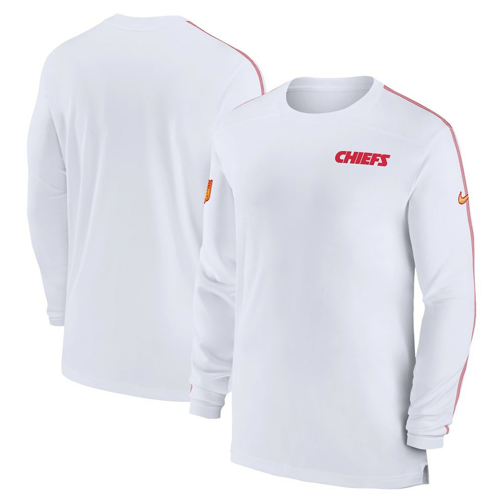 Kansas City Chiefs Sideline Coach UV Performance Long Sleeve T-Shirt White | Nike for Sale