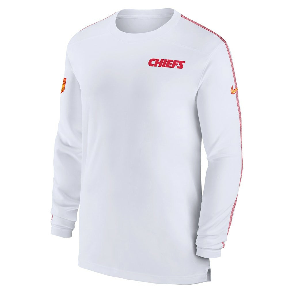 Kansas City Chiefs Sideline Coach UV Performance Long Sleeve T-Shirt White | Nike for Sale