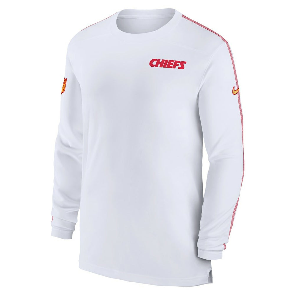 Kansas City Chiefs Sideline Coach UV Performance Long Sleeve T-Shirt White | Nike for Sale