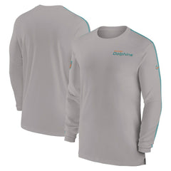 Miami Dolphins Sideline Coach UV Performance Long Sleeve T-Shirt Gray | Nike for Sale