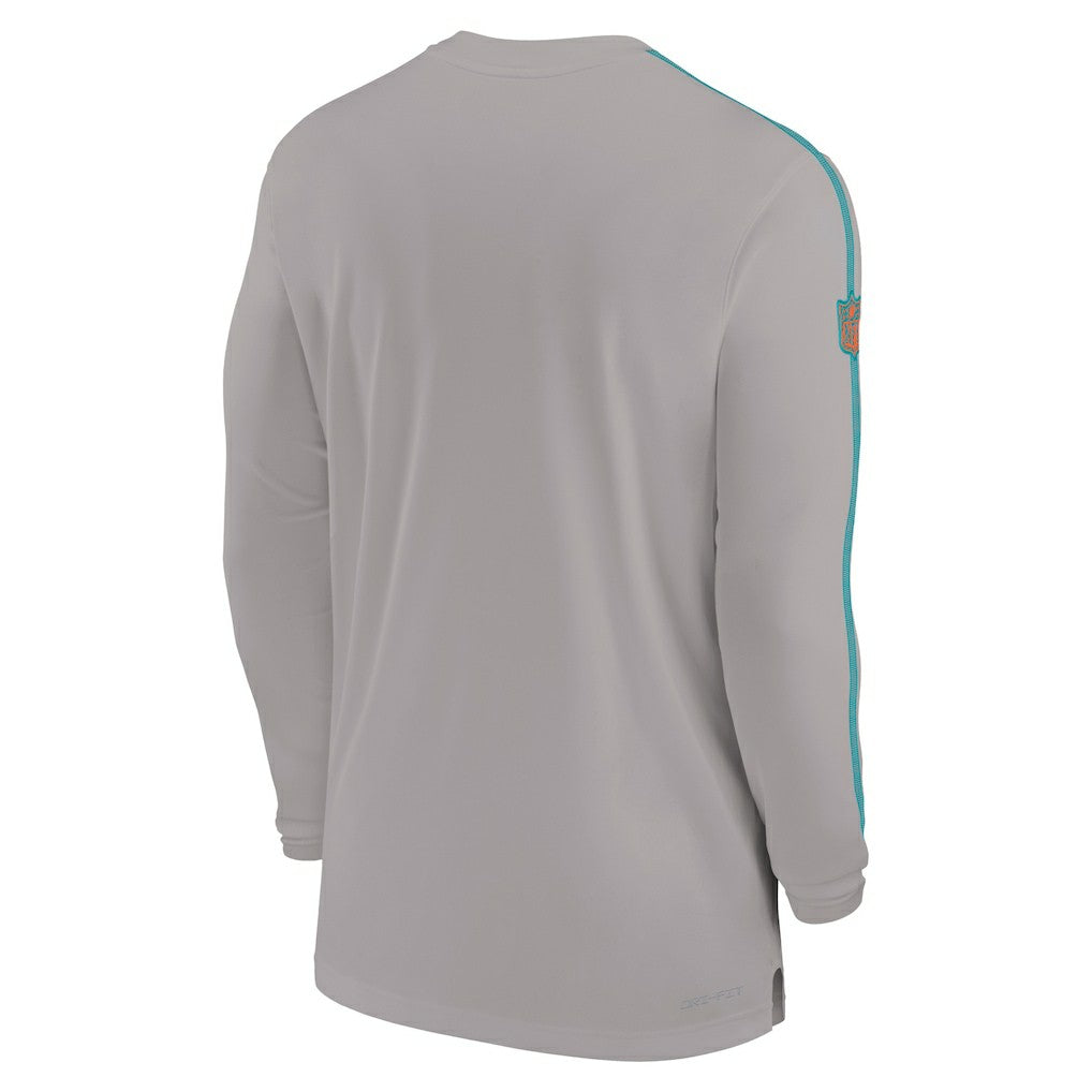 Miami Dolphins Sideline Coach UV Performance Long Sleeve T-Shirt Gray | Nike for Sale
