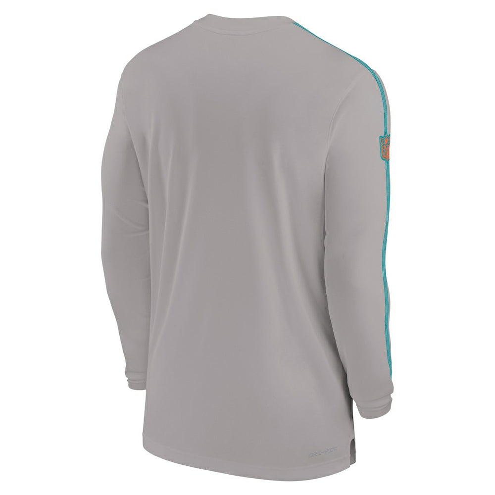 Miami Dolphins Sideline Coach UV Performance Long Sleeve T-Shirt Gray | Nike for Sale