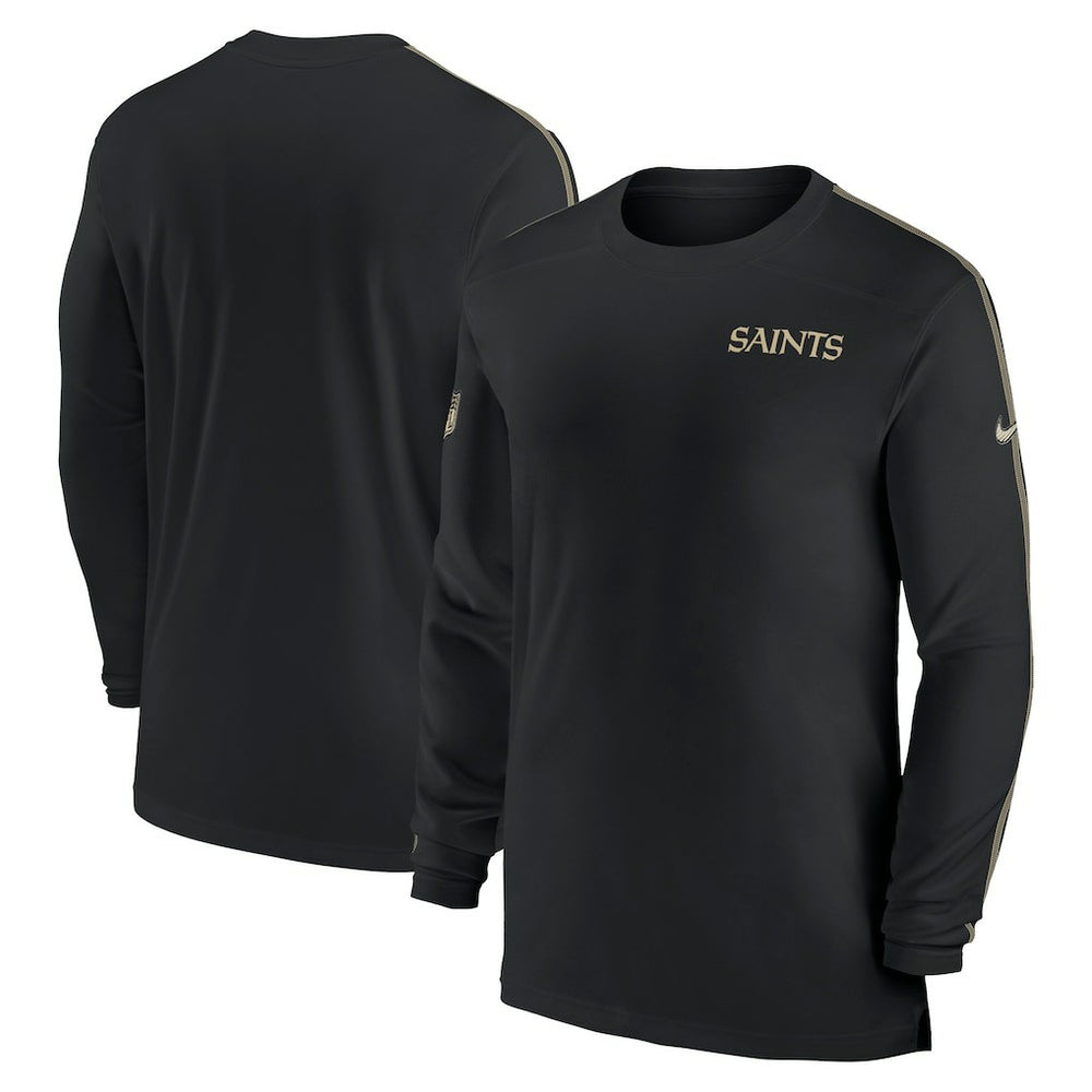New Orleans Saints Sideline Coach UV Performance Long Sleeve T-Shirt Black | Nike for Sale