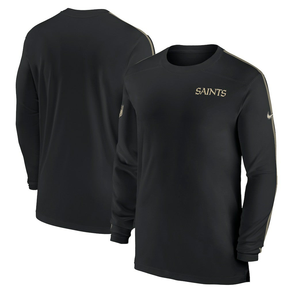 New Orleans Saints Sideline Coach UV Performance Long Sleeve T-Shirt Black | Nike for Sale