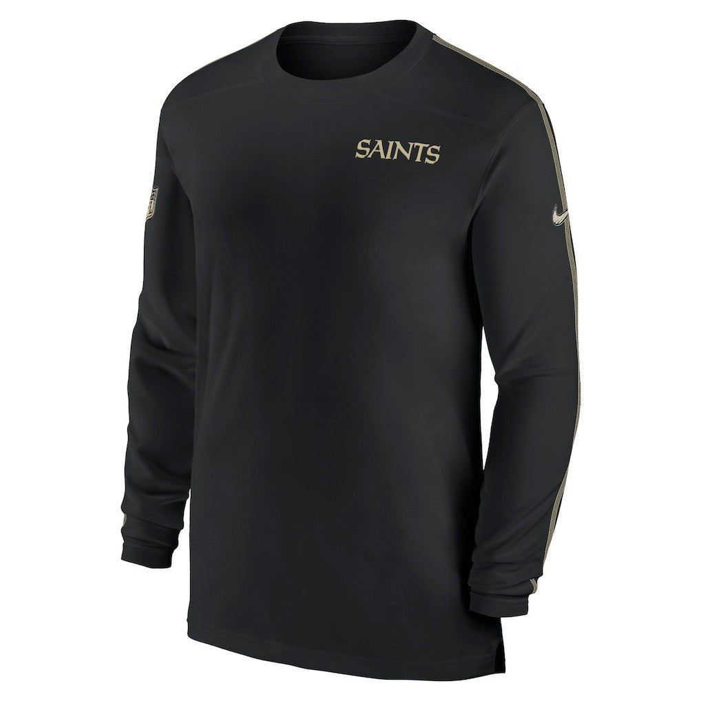 New Orleans Saints Sideline Coach UV Performance Long Sleeve T-Shirt Black | Nike for Sale