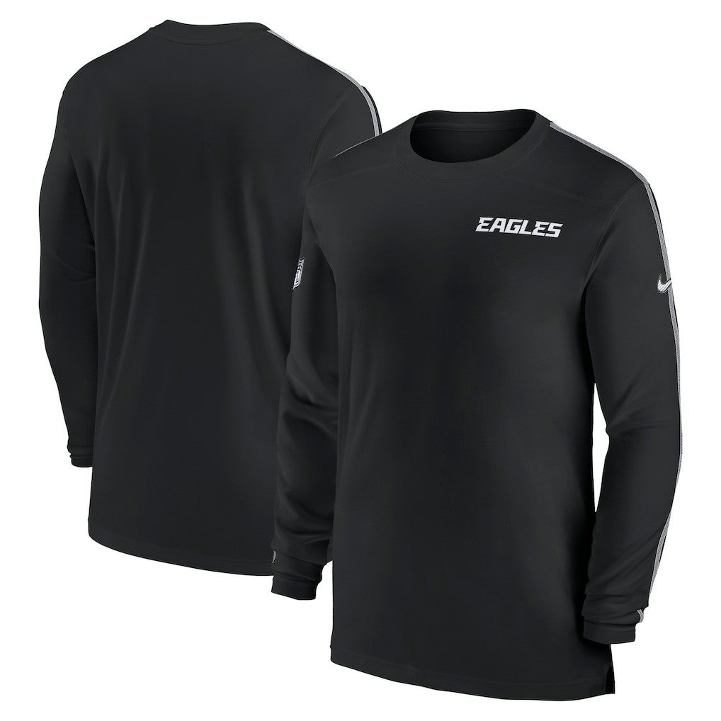 Philadelphia Eagles Sideline Coach UV Performance Long Sleeve T-Shirt Black | Nike for Sale