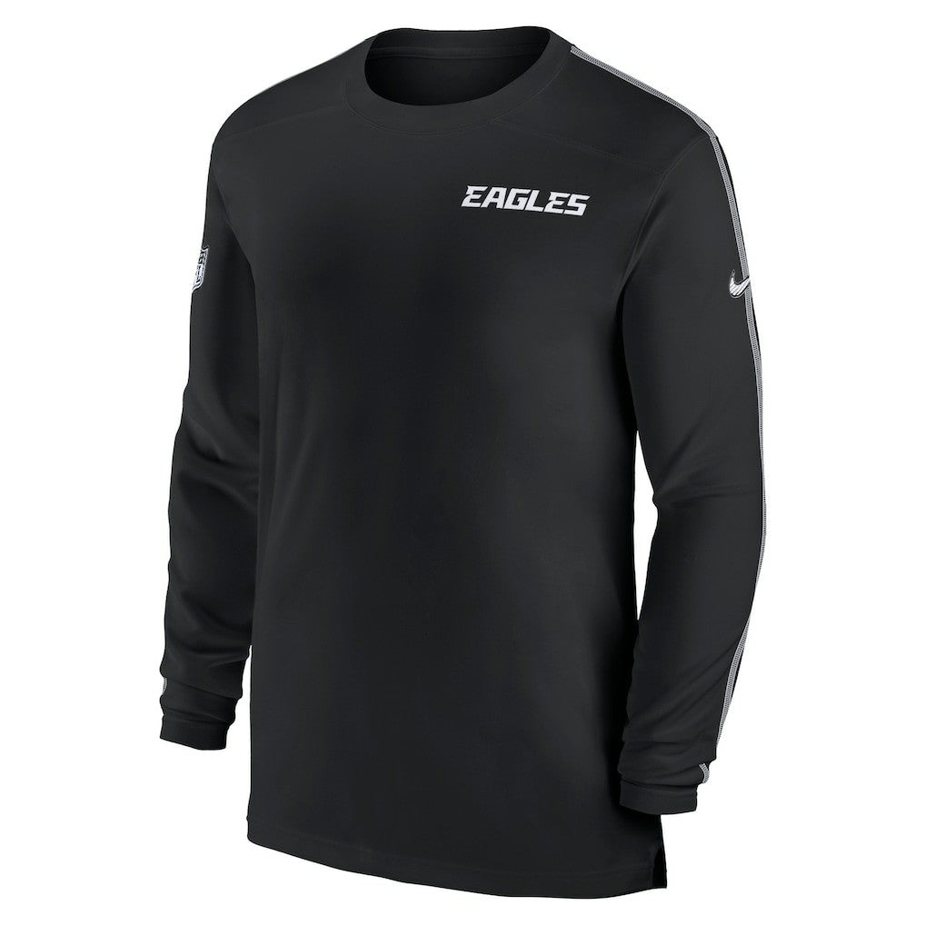 Philadelphia Eagles Sideline Coach UV Performance Long Sleeve T-Shirt Black | Nike for Sale