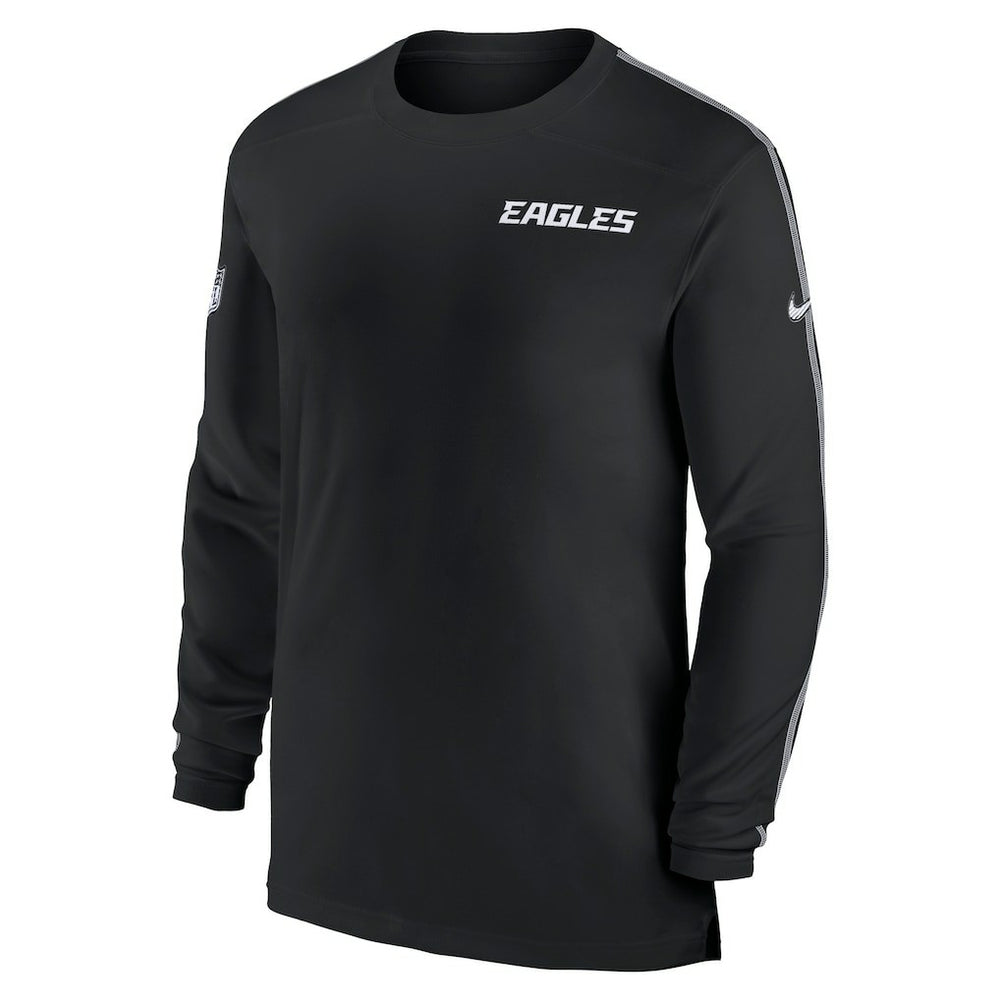 Philadelphia Eagles Sideline Coach UV Performance Long Sleeve T-Shirt Black | Nike for Sale
