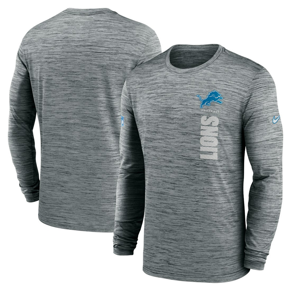 Detroit Lions Sideline Velocity Dri-FIT Long Sleeve T-Shirt Gray | Nike for Sale