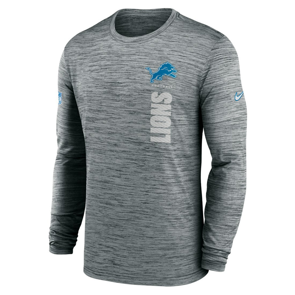 Detroit Lions Sideline Velocity Dri-FIT Long Sleeve T-Shirt Gray | Nike for Sale