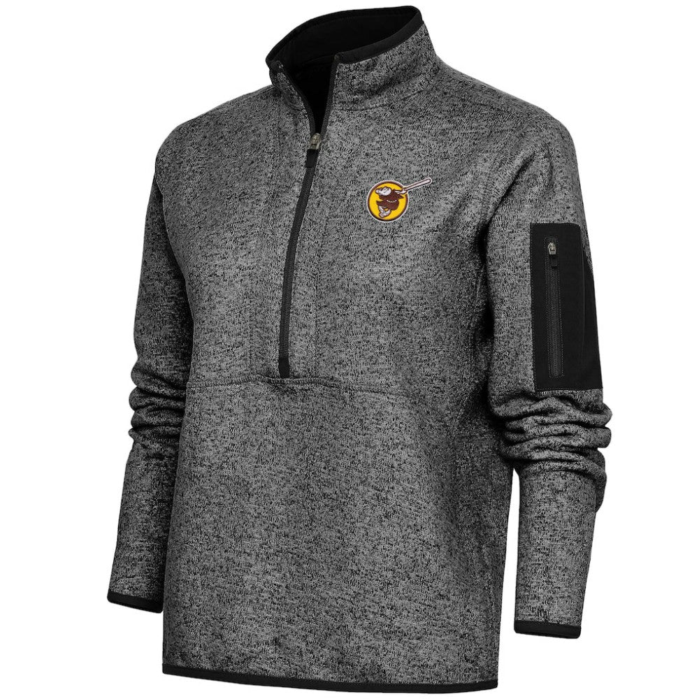 San Diego Padres Antigua Women's Cooperstown Logo Fortune Quarter-Zip Pullover Jacket - MLB