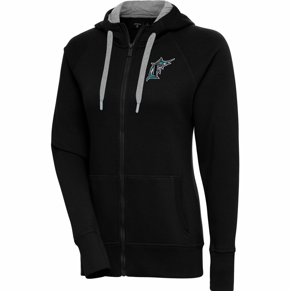 Florida Marlins Antigua Women's Cooperstown Collection Victory Raglan Full-Zip Hoodie - MLB