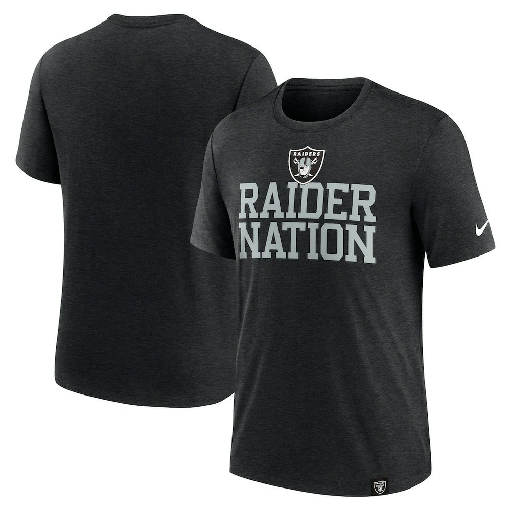 Las Vegas Raiders Blitz Tri-Blend T-Shirt Heather Black | Nike for Sale